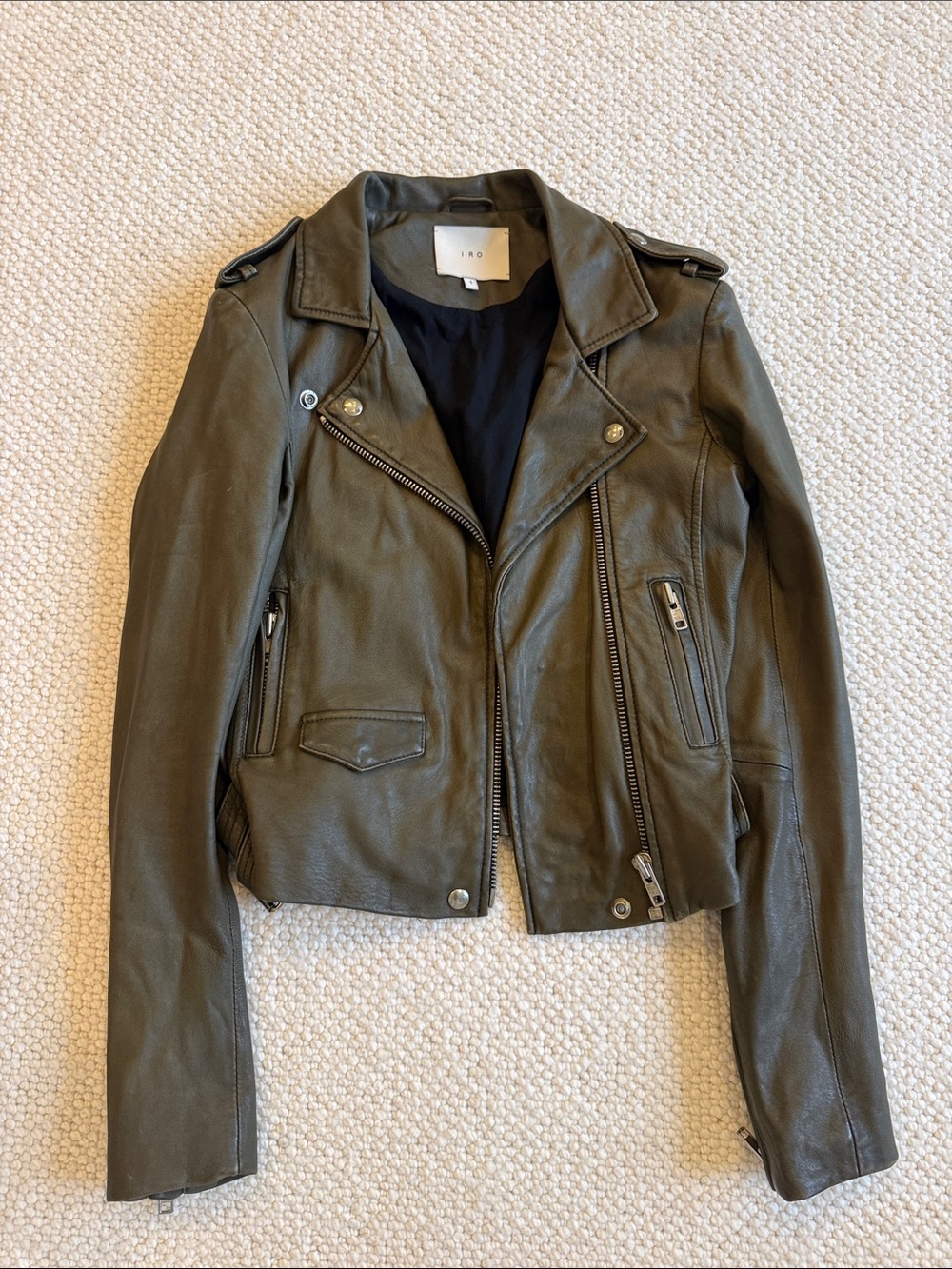 IRO Olive Leather Moto Jacket